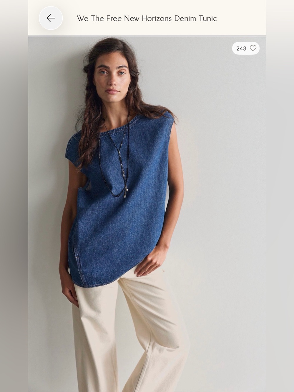We The Free Sleeveless Dark Denim Tunic